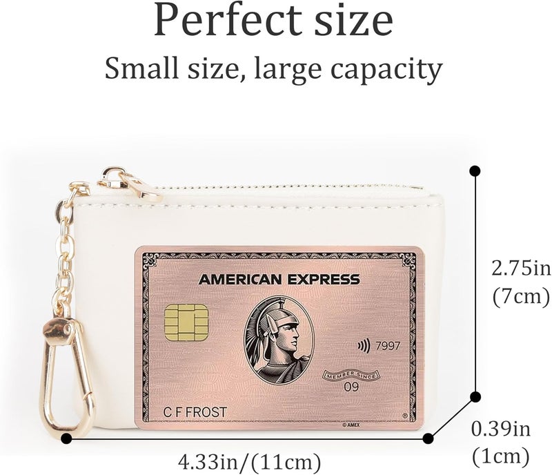 Veki Coin Purse Change Mini Purse Wallet With Key Chain Ring Zipper for Men Women Fashionable Bag Key Chain Pendant Leather Classic Clutch Purse (Solid color-White) - Image 3